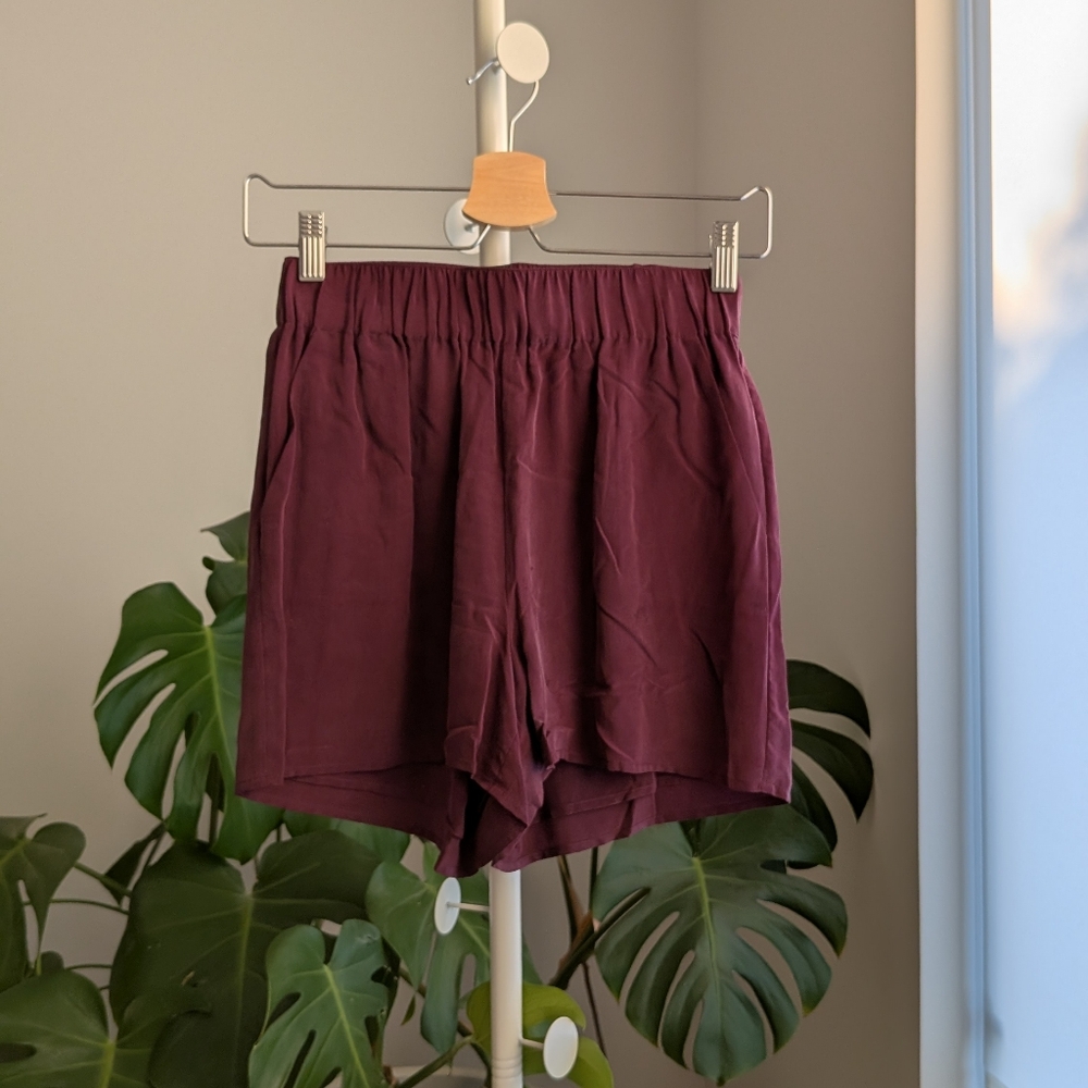 Grana 100% Silk Shorts - Wine XS